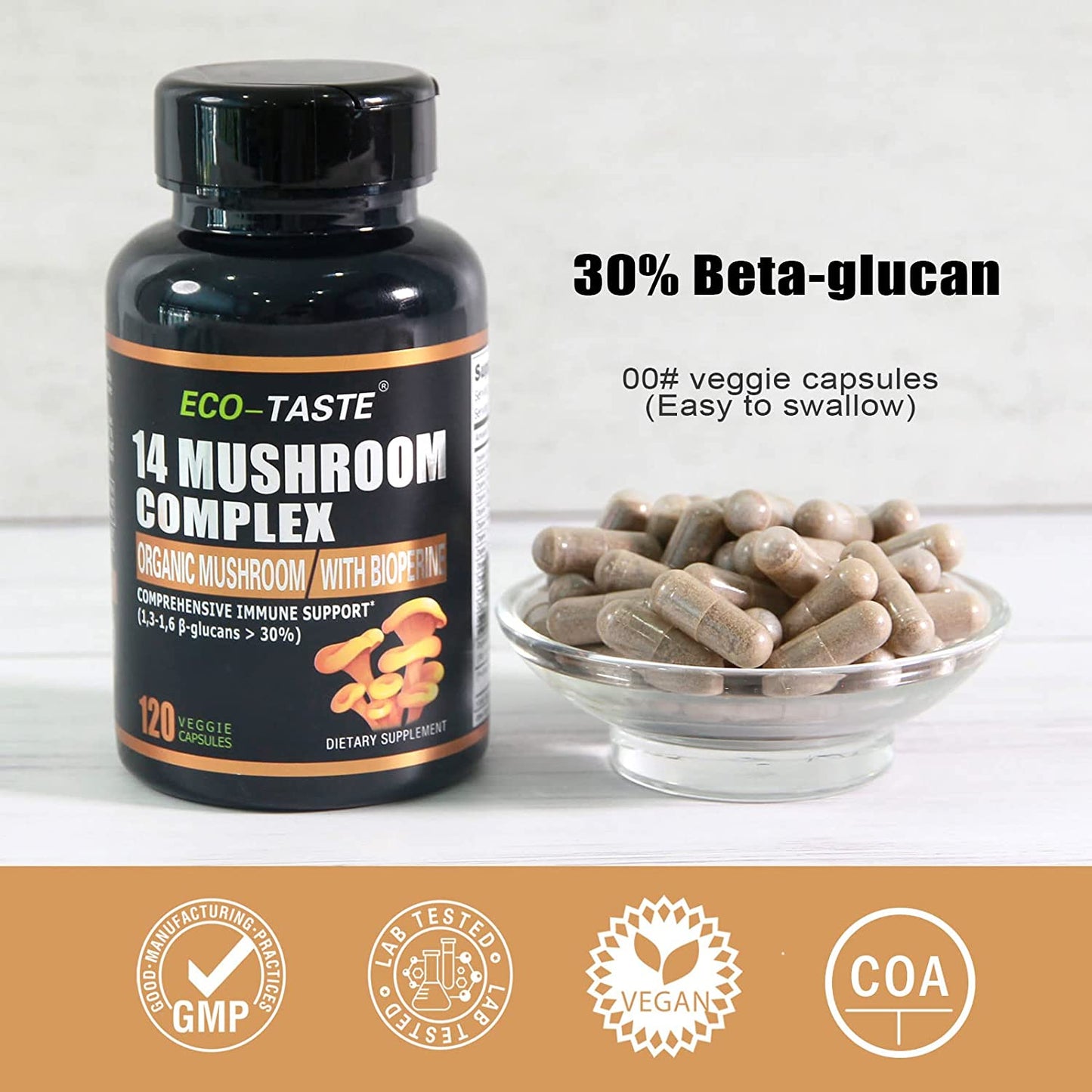 14 Mushrooms + Absorption Enhancer – 120 Veggie Capsules