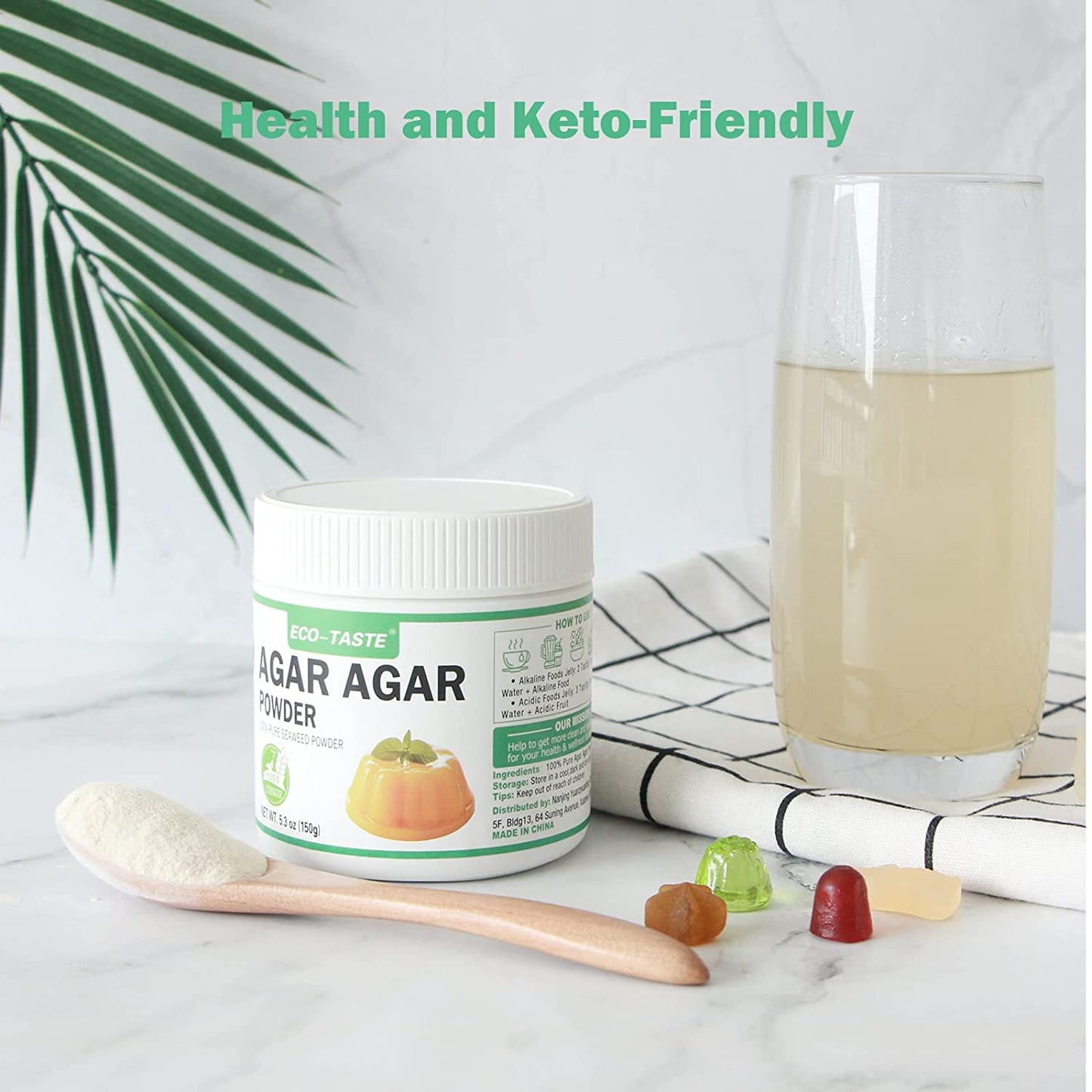 Agar Agar Powder, 100% Natural Seaweed, For Jelly and Candy, 5.3 oz