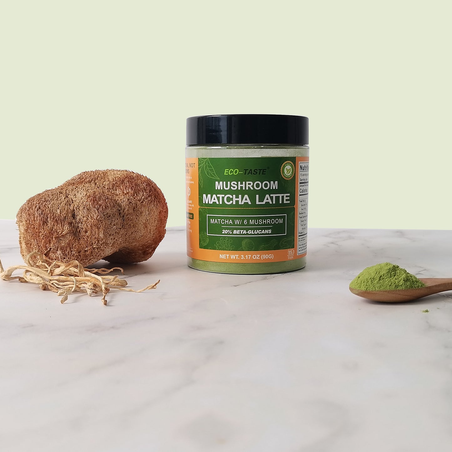 Matcha Latte Powder, Organic Mushroom Extract with Ceremonial Grade Matcha Mix, 3.17oz