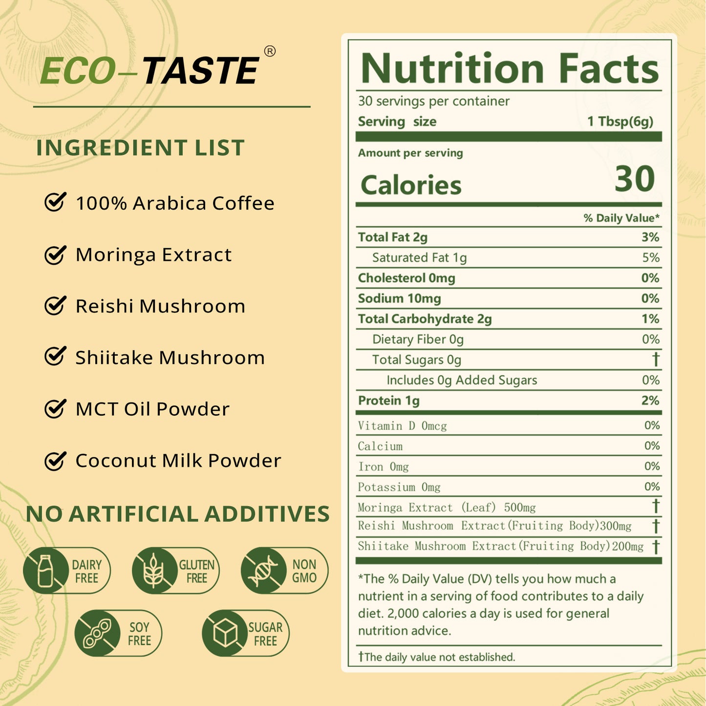 Moringa Mushroom Coffee Powder, 6.35oz