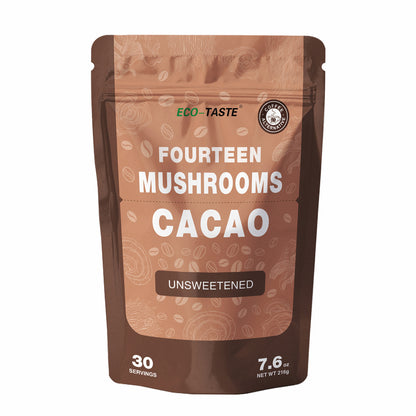 Mushroom Coffee Alternative 14 in 1 - 30 Servings, Cacao with 800mg Mushrooms