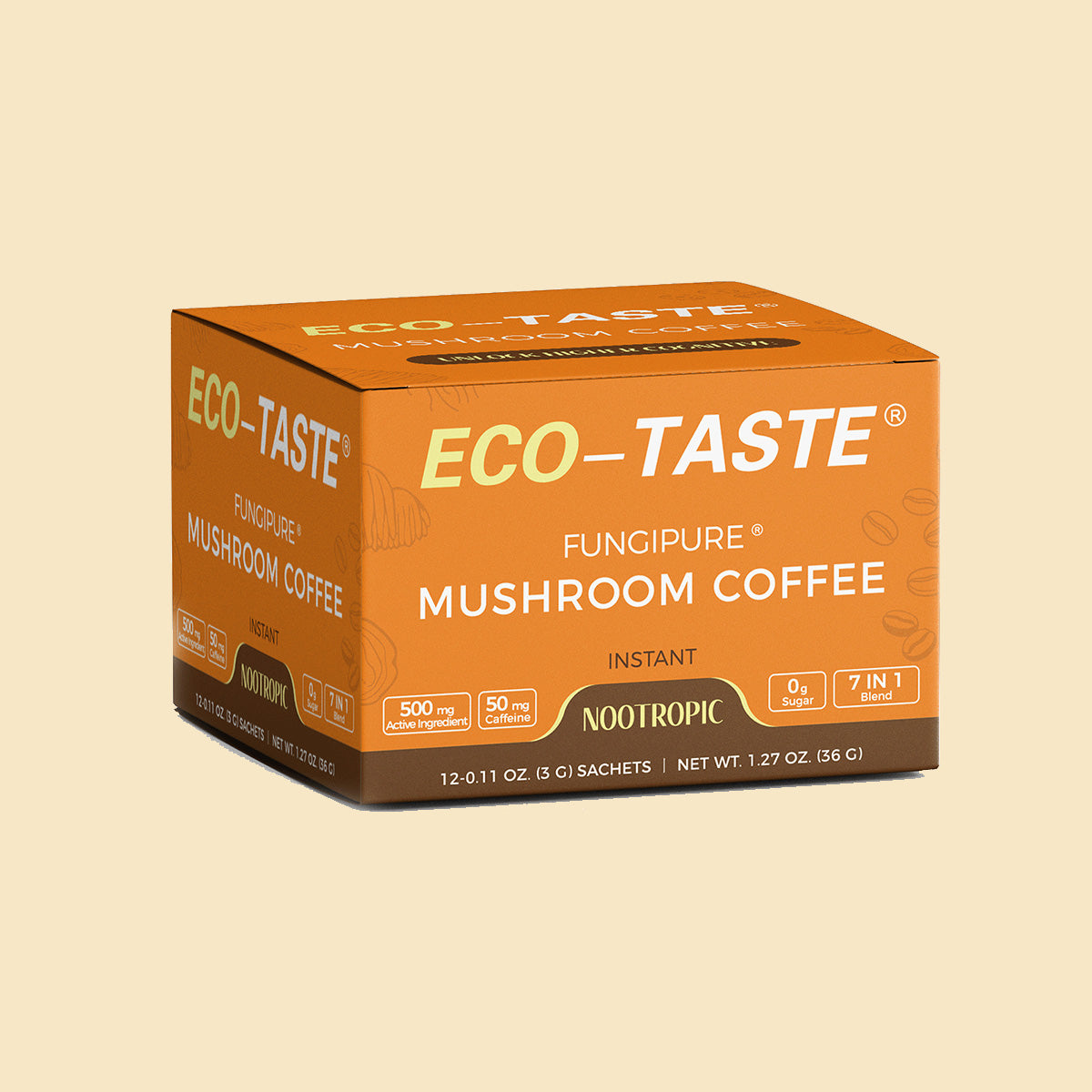Mushroom Coffee for Focus and Memory, 12sachets x 3g, 1.27oz