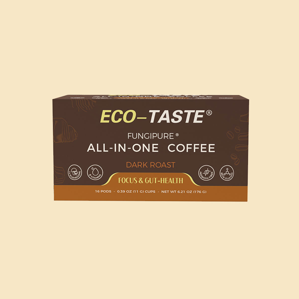 Mushroom Coffee K Cup – Focus & Gut-Health with 14-Mushrooms,16 Count