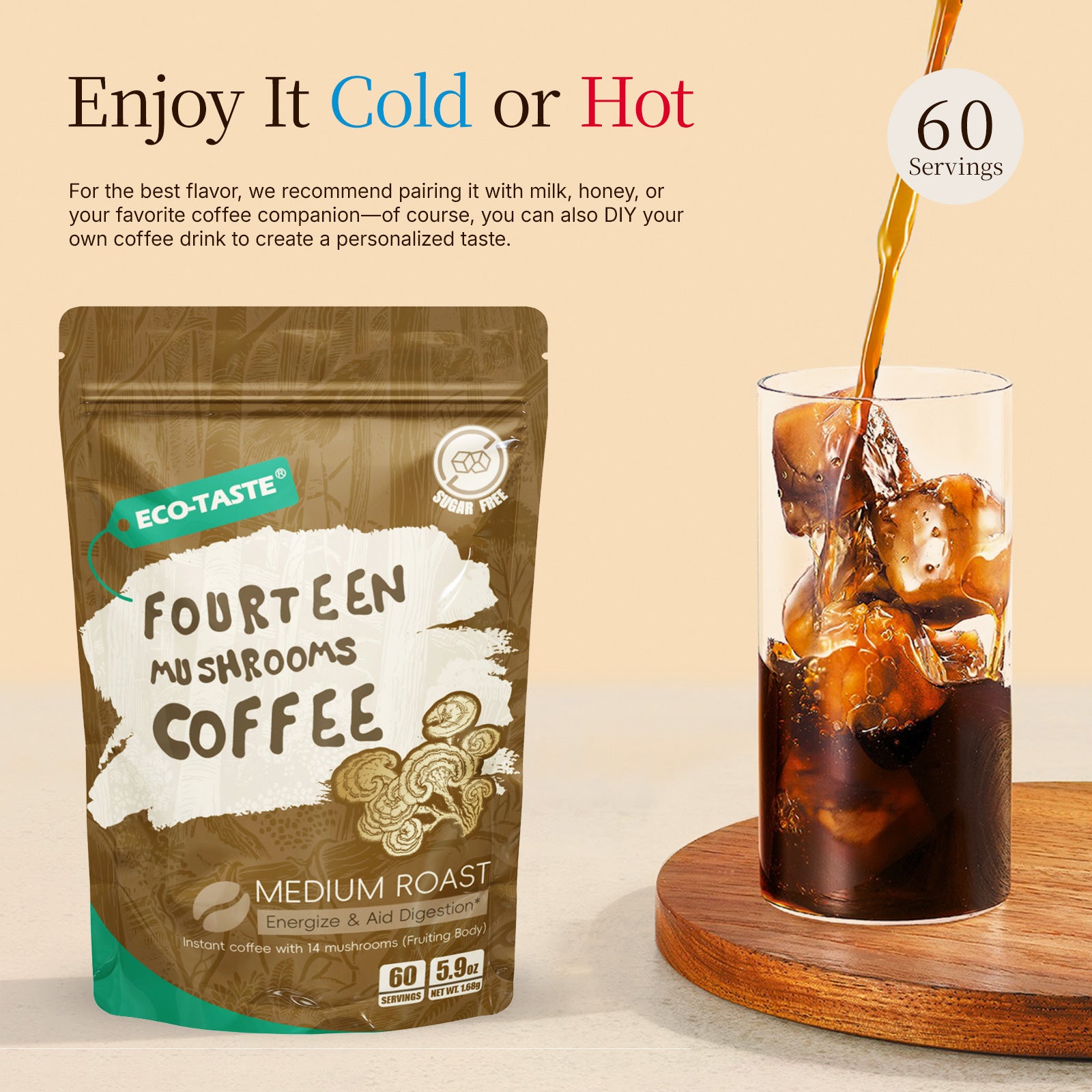 Mushrooms Coffee 14 in 1-60 Servings, 5.9oz – ECO-TASTE