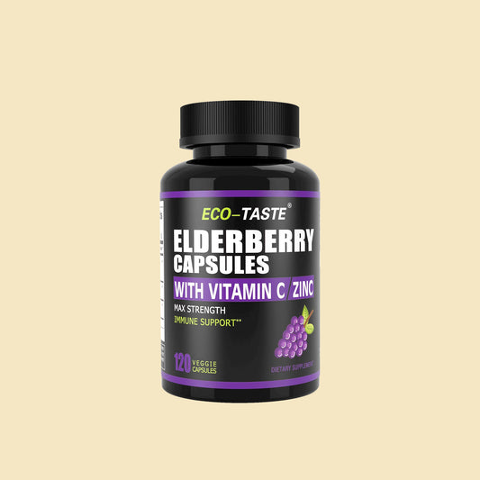 Elderberry Capsules with Zinc & Vitamin C, 120 Capsules, Sambucus Elderberries for Immune Support, Skin Health - Veggie Caps