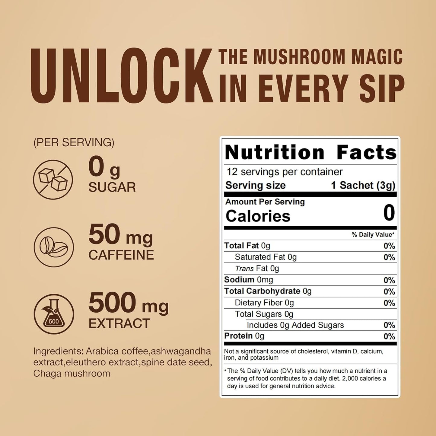 Mushroom Coffee for Balance, 12sachets x 3g , 1.27oz