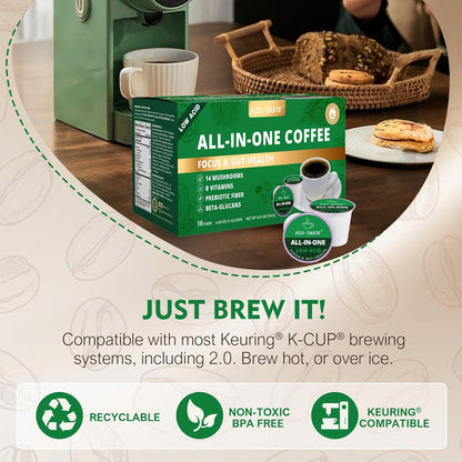 Low Acid Mushroom Coffee K Cup, 16 Count