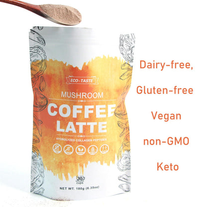 Mushroom Coffee Latte with Grass-Fed Collagen and L-Theanine, 180 Grams