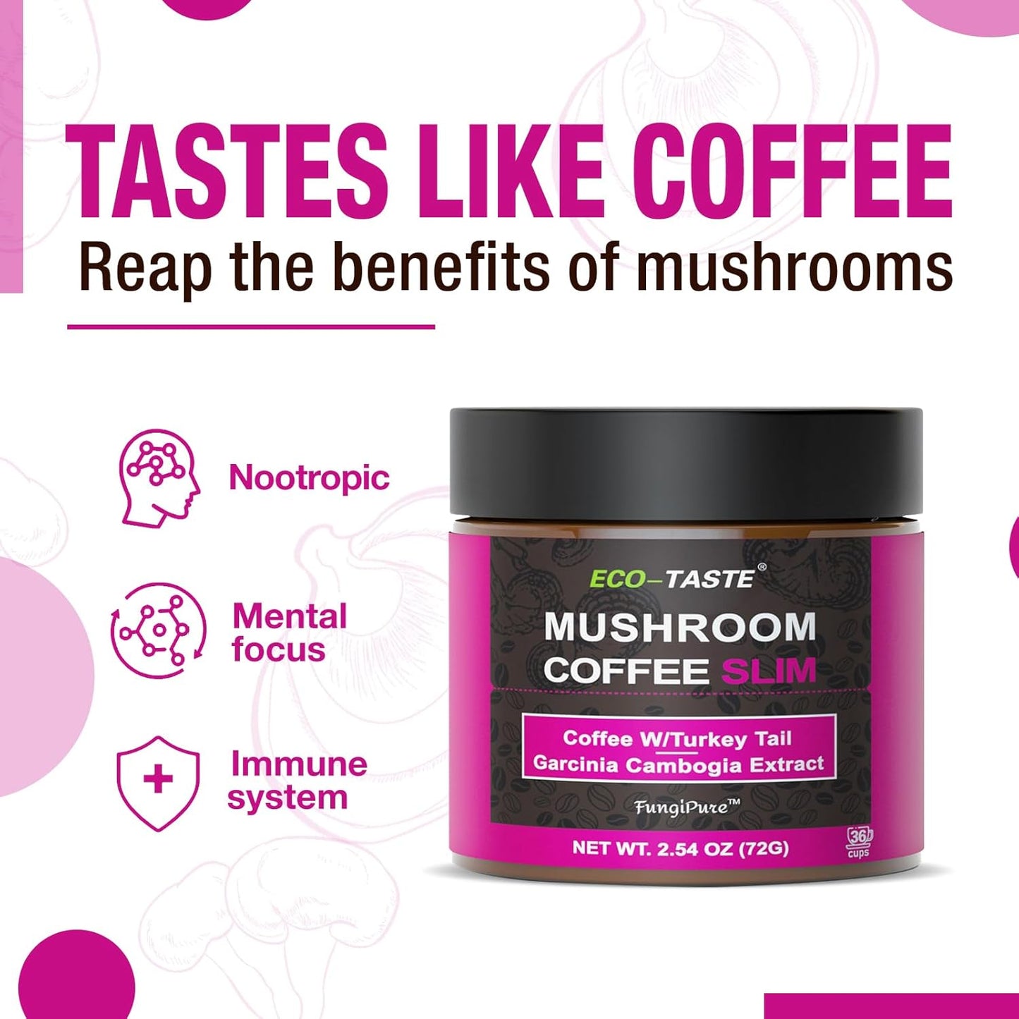 Mushroom Coffee for Weight Loss, 36 Servings – 2.12 Ounce