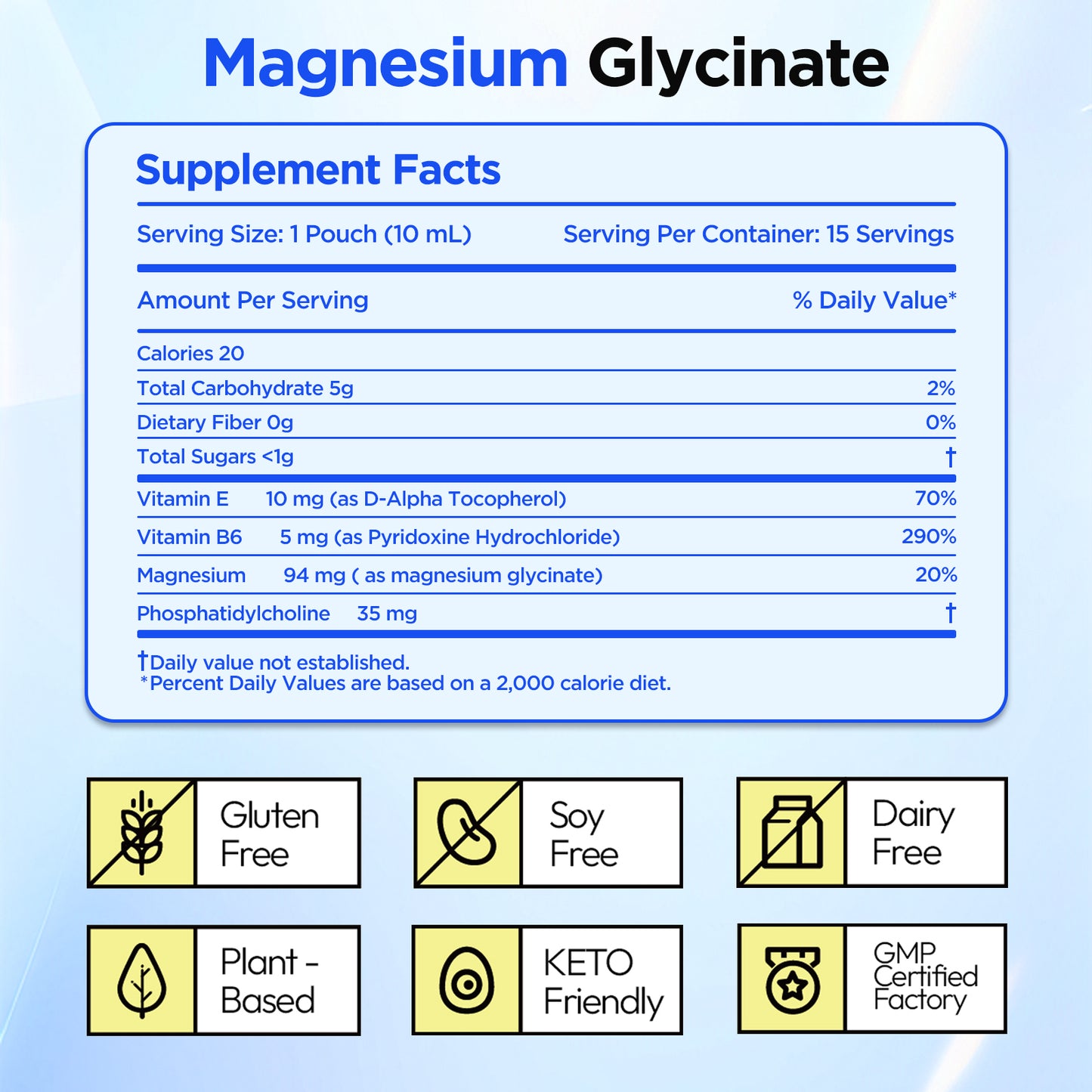 Magnesium Complex for Brain Health, Sleep and Cognitive, 10 mL x 15 Pouches