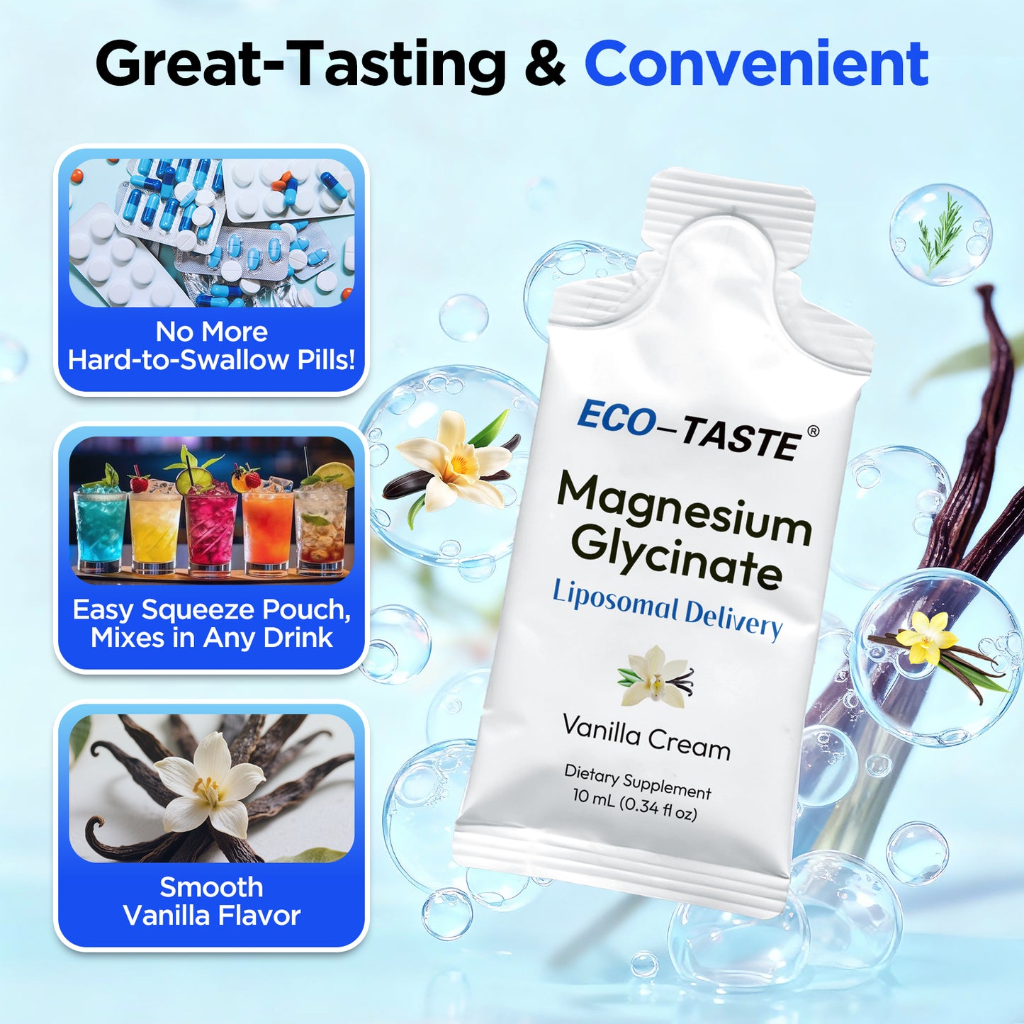 Magnesium Complex for Brain Health, Sleep and Cognitive, 10 mL x 15 Pouches