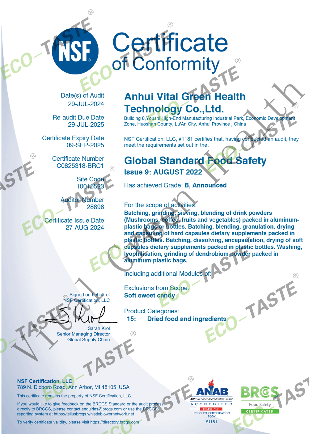 Test Report – ECO-TASTE