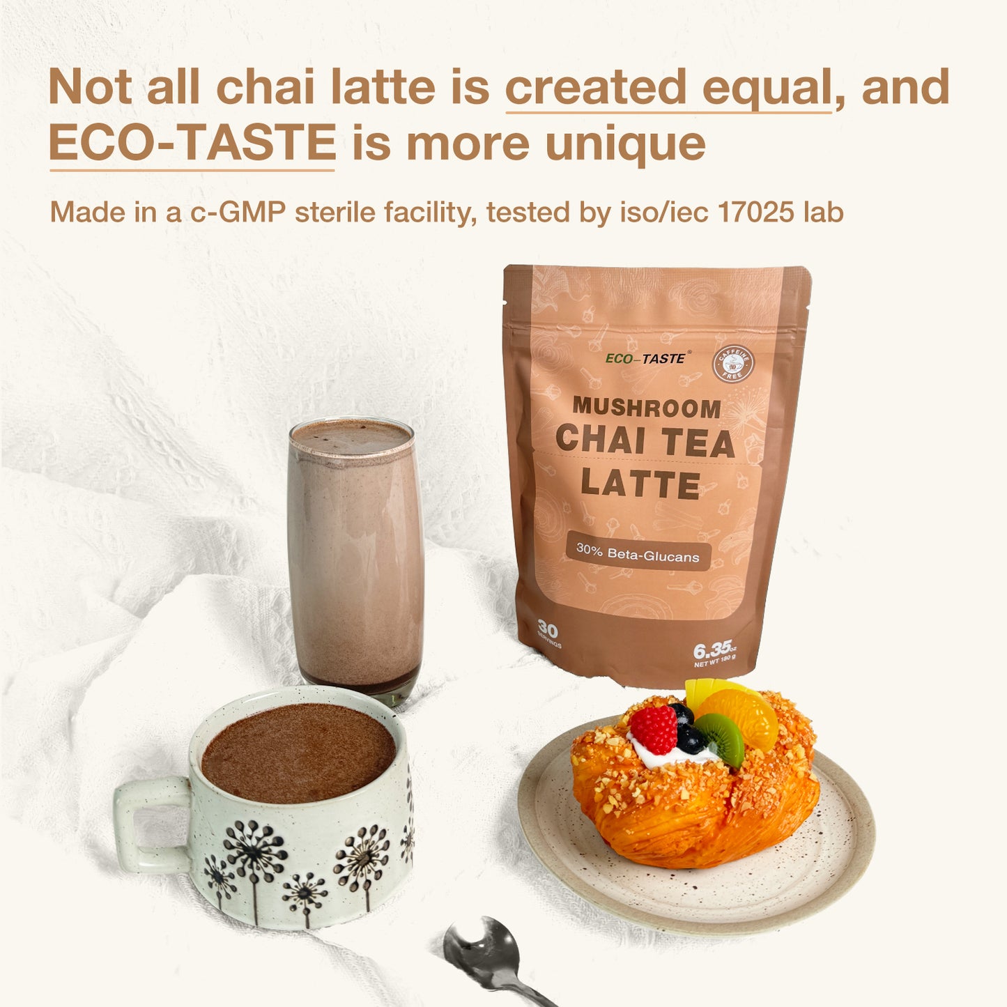 ECO-TASTE Chai Tea Latte with Mushrooms - 30 Servings,6.35 oz