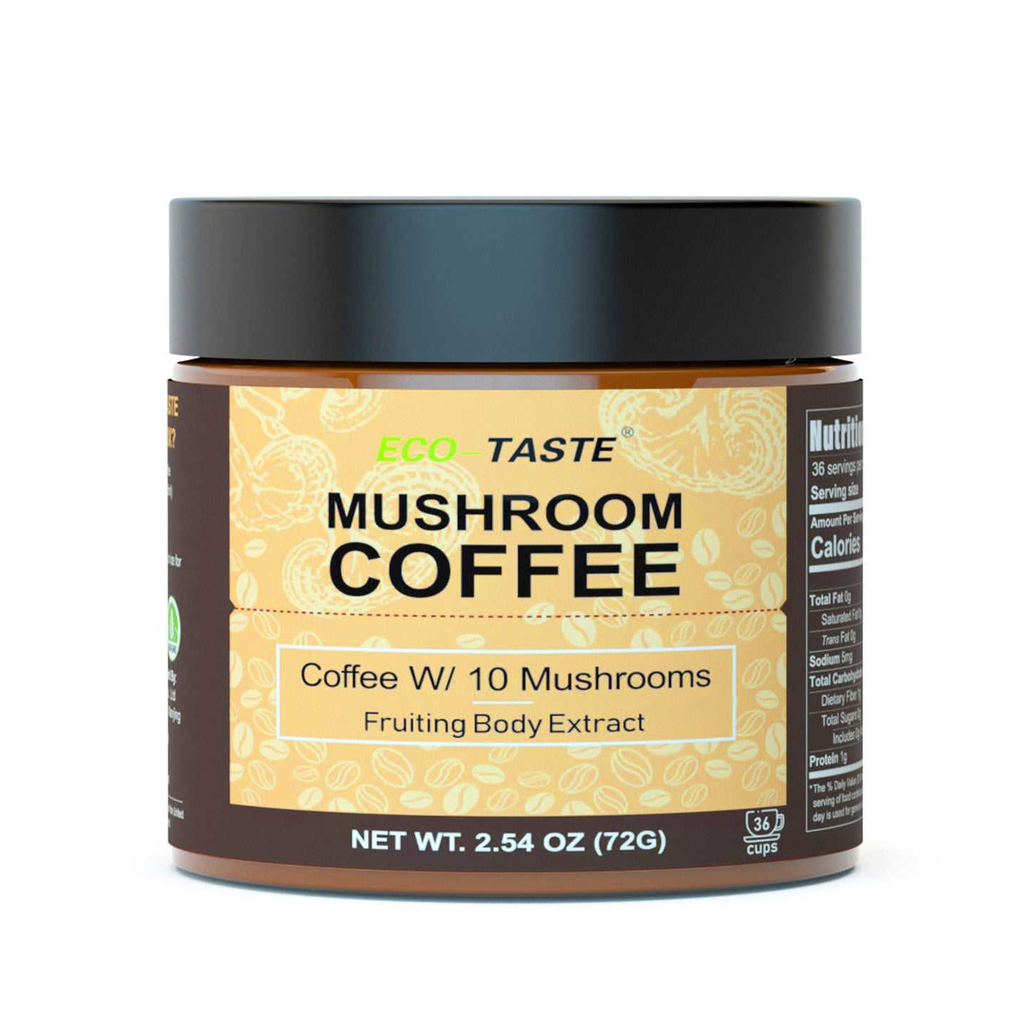 10 in 1 Mushroom Coffee Powder - 30% Beta-glucan-36 Servings, 72g