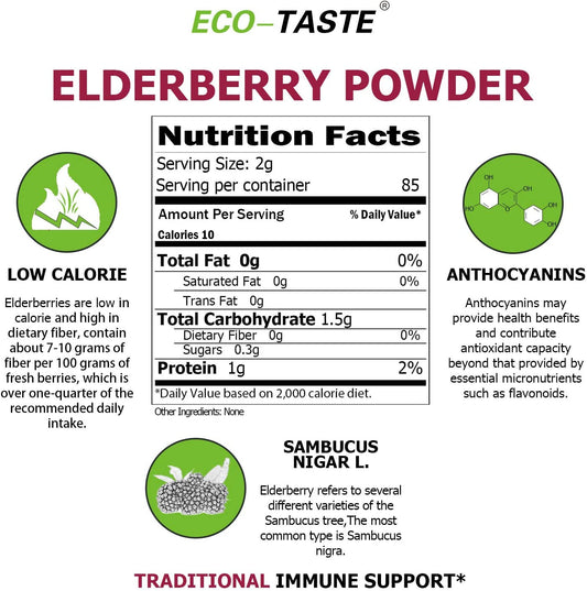 Elderberry Juice Powder, Supports Healthy Immune System, Non GMO and Vegan Friendly, 6oz