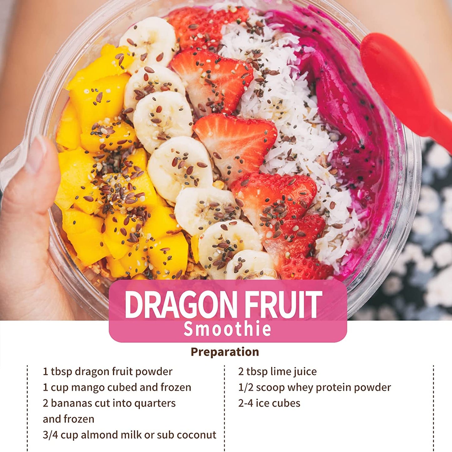 Dragon Fruit Powder,Pure Freeze Dried Pitaya Powder, For Smoothie and Ice cream, 5.3 oz