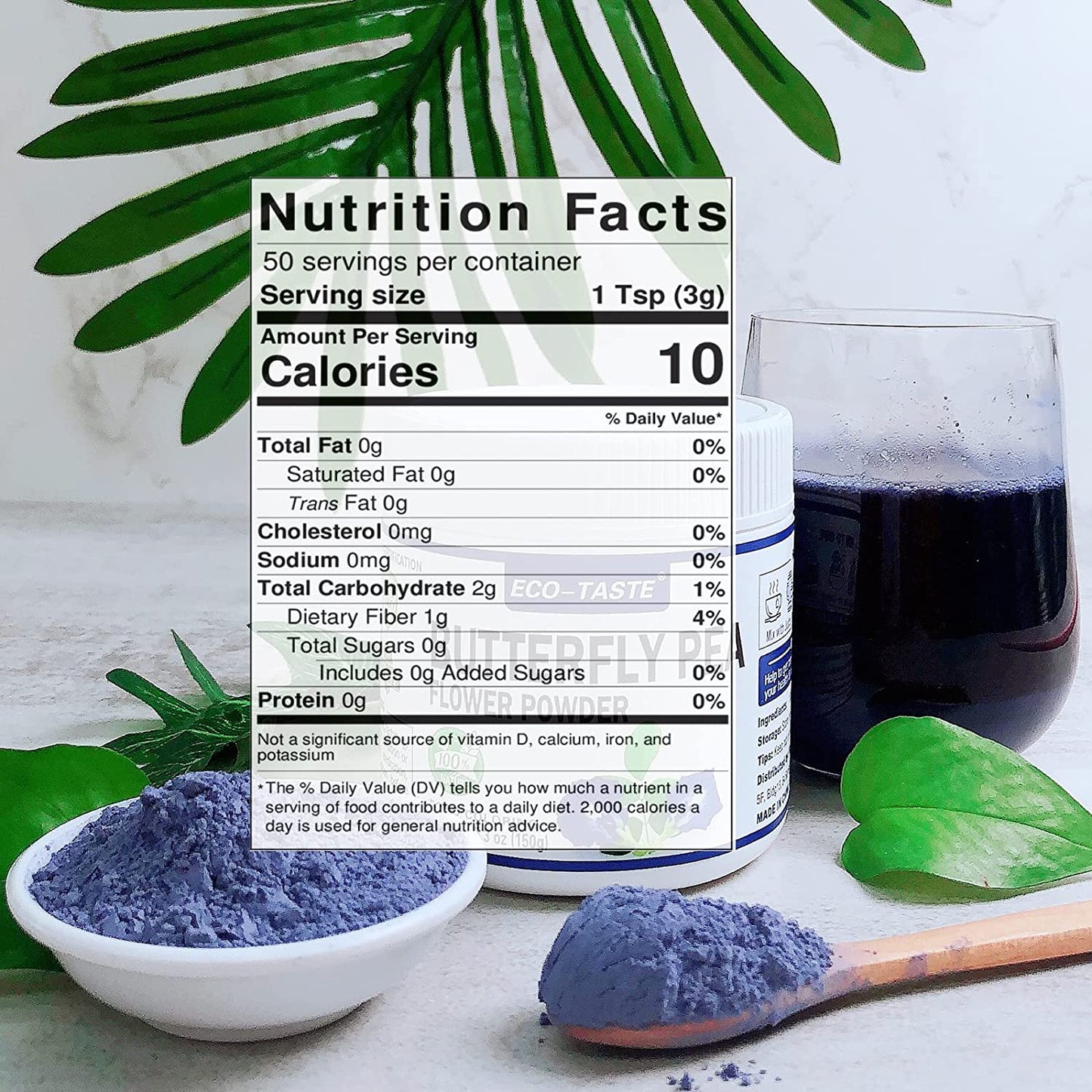 Natural Butterfly Pea Flower Powder, For Baking and Food Coloring, 5.3oz
