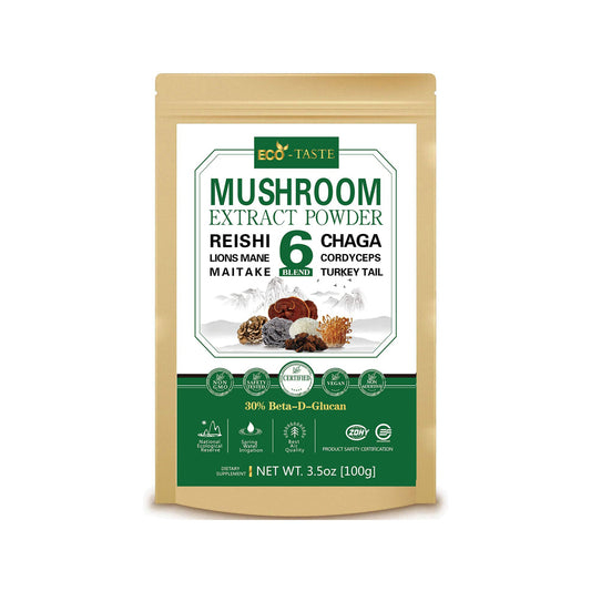 6 Blend Mushroom Extract Powder, Designed to Improve Optimal Health and Well-Being, 3.5oz